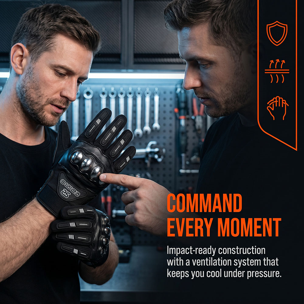 Motorcycle Glove Knuckle - Oddychające rękawice motocyklowe MX z twardym